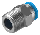 FESTO 153010 Pneumatic Fitting, Push-In Straight Connector, R1/2, 14 bar, 12 mm, Brass, QS