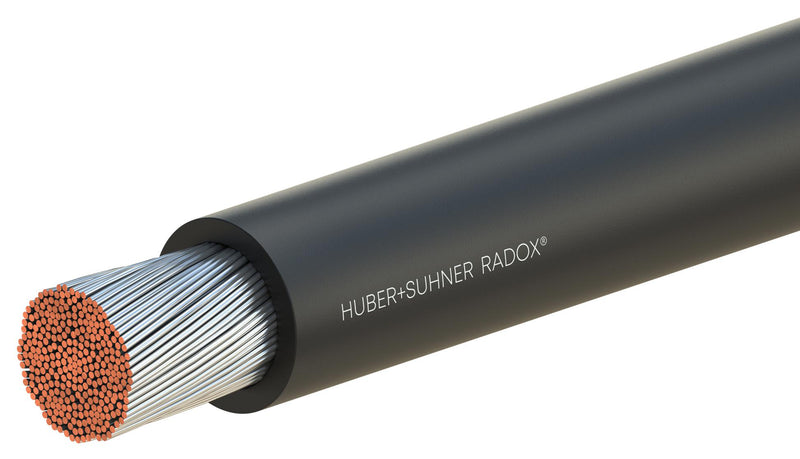 HUBER+SUHNER RXL 125 6MM2 BK Wire, Stranded, Polyolefin, Black, 6 mm&sup2;, 328 ft
