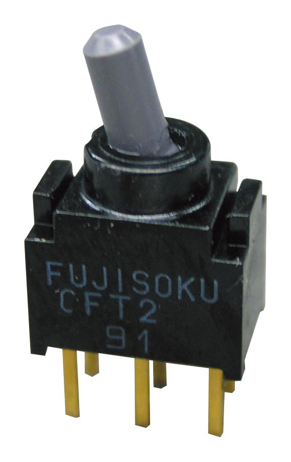 NIDEC COMPONENTS CFT2-1DC-AW Toggle Switch, On-On, SPDT, Non Illuminated, CFT2, Through Hole