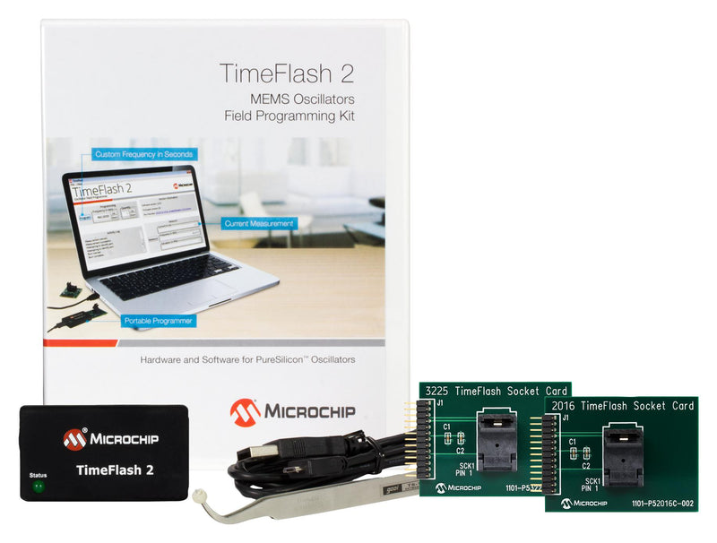 MICROCHIP DSC-TIMEFLASH2-KIT2 Programmer Kit, TimeFlash2, For Field Programmable MEMS Oscillators, 2 x Socket Cards