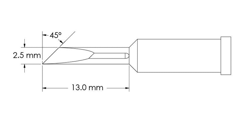 METCAL GT4-KN0025P Soldering Tip, 45&deg; Knife/Power, 2.5 x 13 mm, Soldering Station