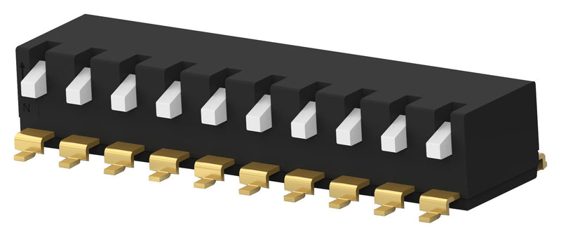 Alcoswitch - TE Connectivity EDSP10SGLFNTR04 DIP / SIP Switch Long Type 10 Circuits Spst SMD Edsp Series Unsealed 24 V