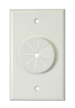 Midlite Products 1GIV-GR1 Single Gang Wireport Cable Pass Through Wall Plate With Grommet - Ivory
