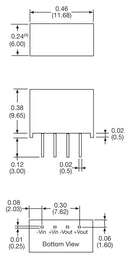 XP Power IK2403SA Isolated Through Hole DC/DC Converter ITE 1:1 250 mW 1 Output 3.3 V 75.7 mA