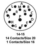 ITT Cannon KPT00A14-15S KPT00A14-15S Circular Connector KPT Wall Mount Receptacle 15 Contacts Solder Socket Bayonet 14-15