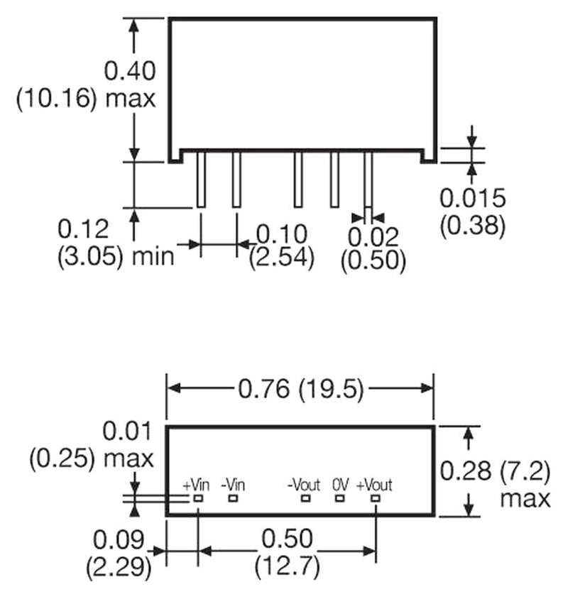 XP Power IH2424S Isolated Through Hole DC/DC Converter 1kV Isolation ITE 1:1 2 W Output 24 V 42 mA