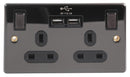 PRO Elec BN2213U Socket Twin USB 13 A Black Nickel