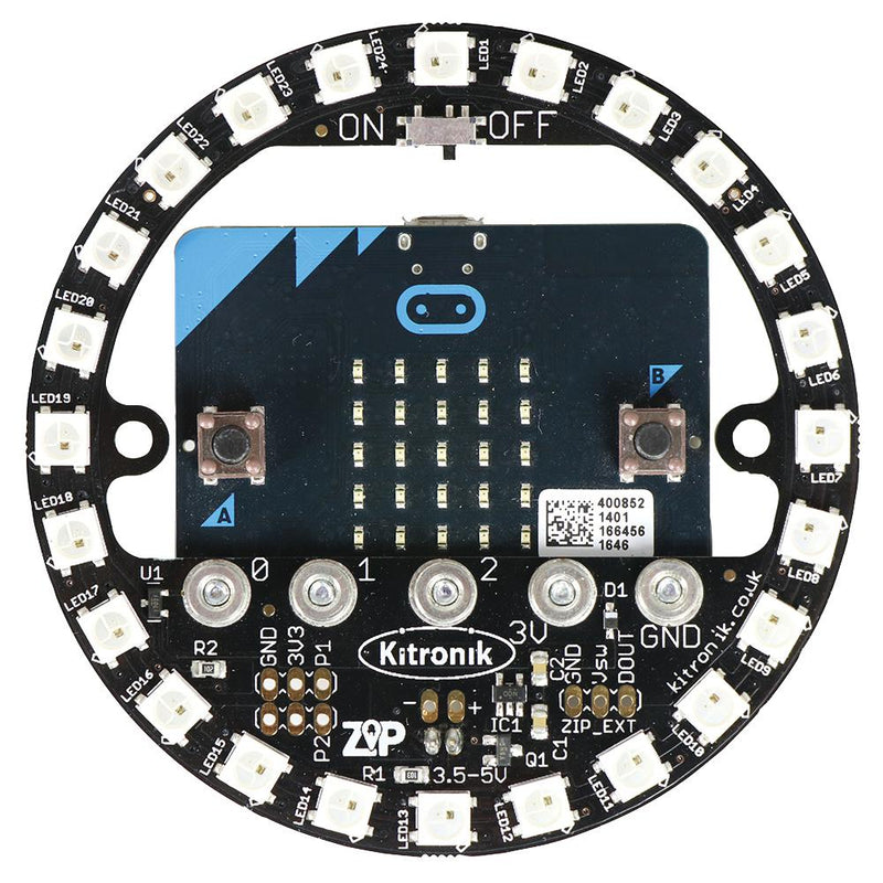 Kitronik 5625 Development Board ZIP Halo for micro:bit 24 x Full Colour Leds