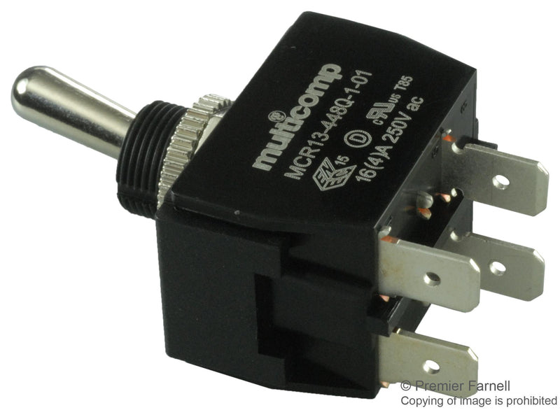 Multicomp PRO MCR13-448Q-1-01 MCR13-448Q-1-01 Switch Toggle Dpst 16A 250VAC