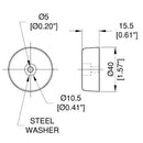 Penn Elcom F1686 Rubber Foot With Metal Washer - 1 1/2" Diameter x 5/8" Thickness