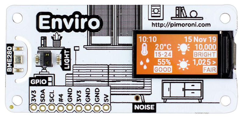 Pimoroni PIM486 PIM486 Evaluation Board Enviro Phat Raspberry Pi Indoor Monitor LCD Display
