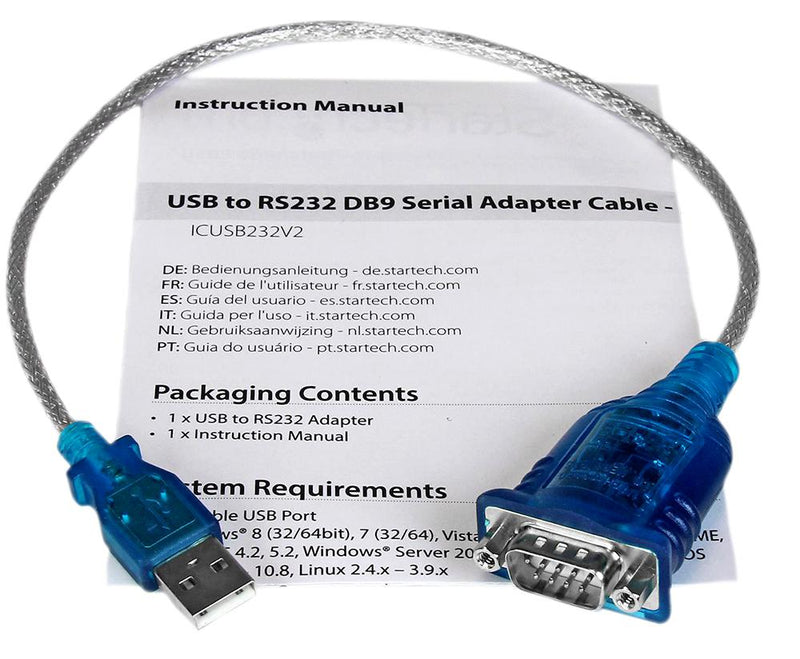 Startech ICUSB232V2 ICUSB232V2 Computer Cable USB 2.0 A Plug D Subminiature 9 Way 1.41 ft 430 mm Black