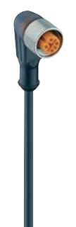 Lumberg Automation RKWT 4-225/2 M Sensor Cable PUR 90&deg; M12 Receptacle Free End 4 Positions 2 m 6.6 ft