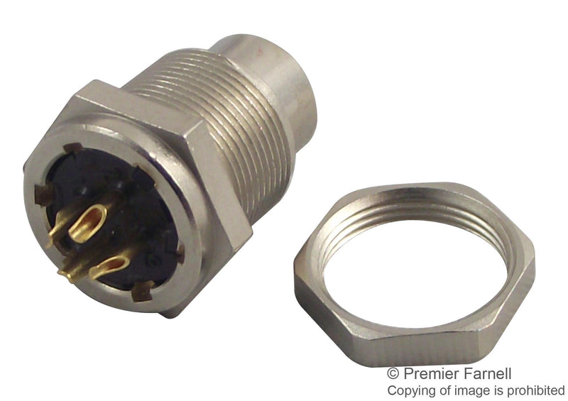Binder 09 0081 00 04 09 04 Circular Connector 711 Series Panel Mount Receptacle 4 Contacts Solder Pin Brass Body