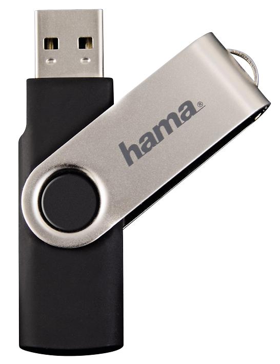 Hama 94175 94175 Rotate USB 2.0 Flash Drive 16GB 10 MB/s Black/Silver