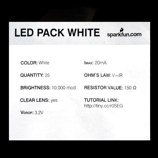 Tanotis - SparkFun LED - Super Bright White (25 pack) 5mm - 4