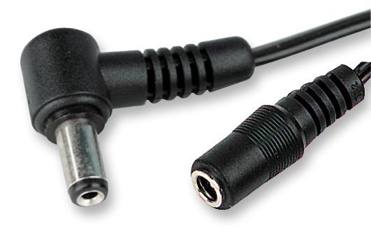 PRO Elec PSG02090 Barrel Power Cord 90&deg; 2.5mm Plug to Jack 3.28 ft 1 m Black