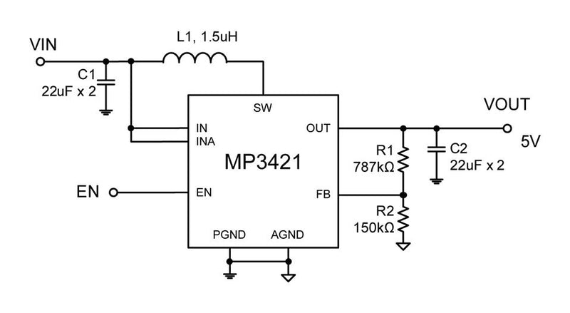 Monolithic Power Systems (MPS) MP3421GG-P DC-DC Switching Synchronous Boost Regulator 1.9V-5.5V in 2.5V to 5.5V out 5.5A 600kHz QFN-14 New