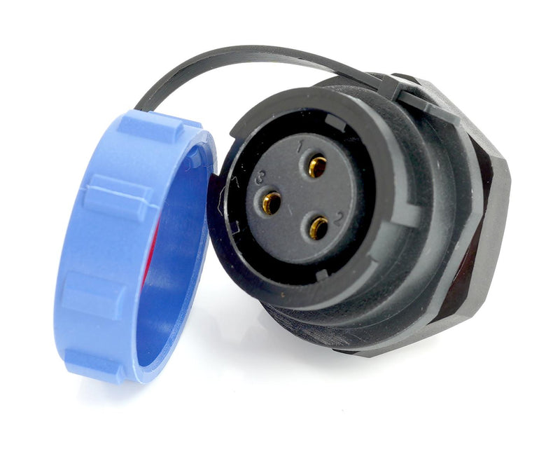 Multicomp PRO MP007658 MP007658 Circular Connector w/ Cap MP SY17 Panel Mount Receptacle 3 Contacts Solder Socket Bayonet