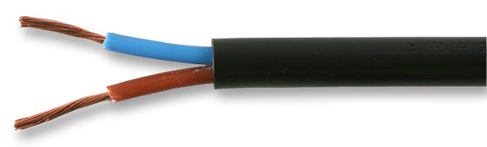 PRO POWER 3182Y-1MMBLK100M Multicore Unscreened Cable, Flexible, Per M, Black, 2 Core, 1 mm&sup2;
