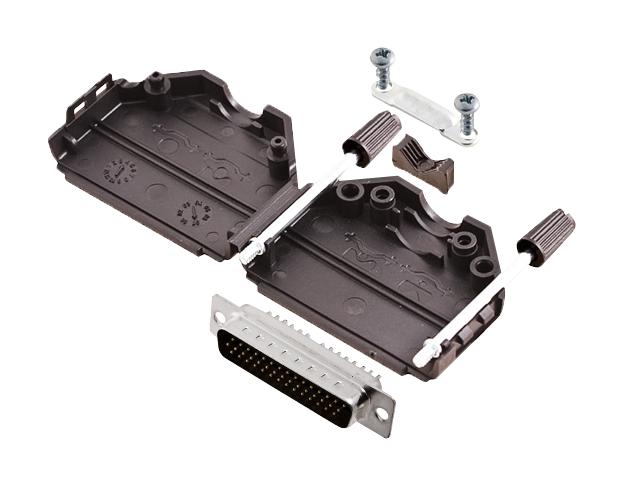 Amphenol ICC (COMMERCIAL PRODUCTS) L17DPPK25-BK+L717HDB44P D Sub Connector With Backshell HD44 44 Contacts Plug Solder DB L17DPPK-BK Series Steel Body