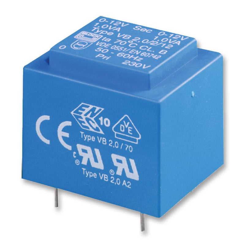 BLOCK VB3.2/2/12 Isolation Transformer, EI 38 x 16.5, 3.2 VA, 2 x 12V, 133 mA, 1 x 230V