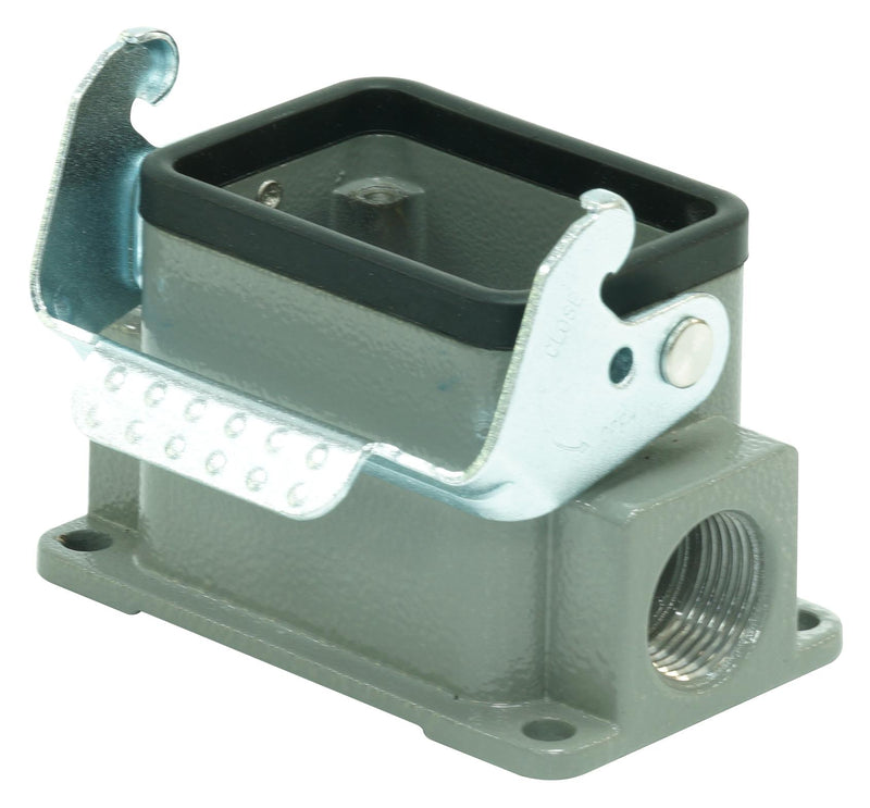 Multicomp PRO MP009356 Heavy Duty Connector Base Bulkhead Mount Side Entry Aluminium Body 1 Lever 6B