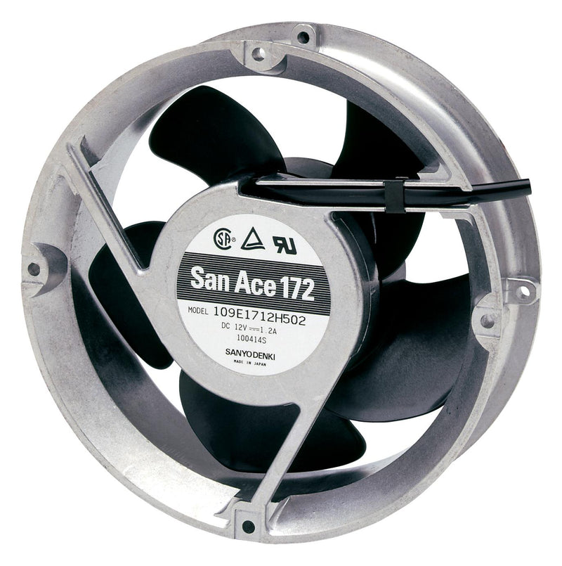 Sanyo Denki 109E1724H501 DC Axial Fan 24 V Circular 172 mm 51 Ball Bearing 226 CFM