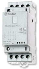 Finder 22.34.0.230.4620 22.34.0.230.4620 Contactor DIN Rail 250 VAC DPST-NO DPDT-NC 4 Pole kW