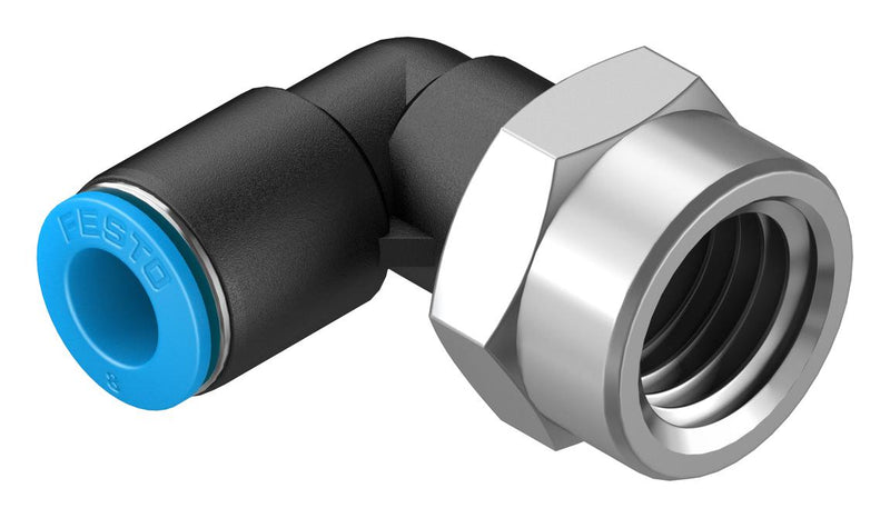 Festo QSLF-3/8-8-B Pneumatic Fitting Push-In L-Fitting G3/8 14 bar 8 mm PBT (Polybutylene Terephthalate) Qslf