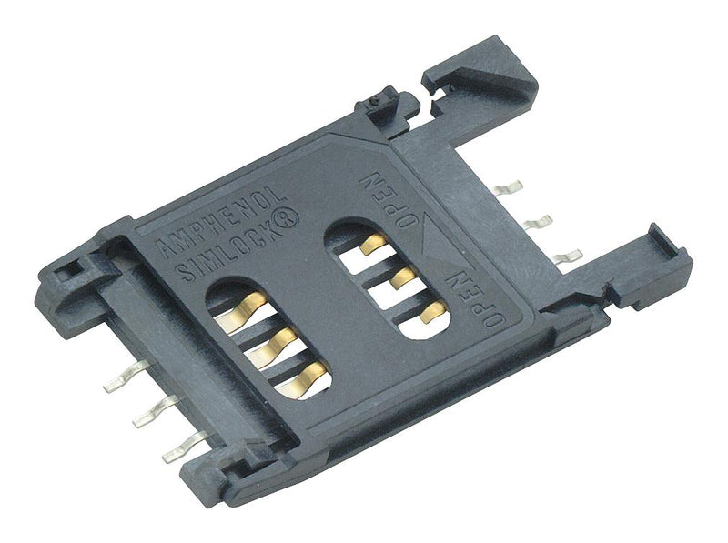 Amphenol ICC (COMMERCIAL PRODUCTS) C707 10M006 500 2A Memory Socket Hinged Lid Simlockc 707A Series SIM / SAM 6 Contacts Copper Alloy