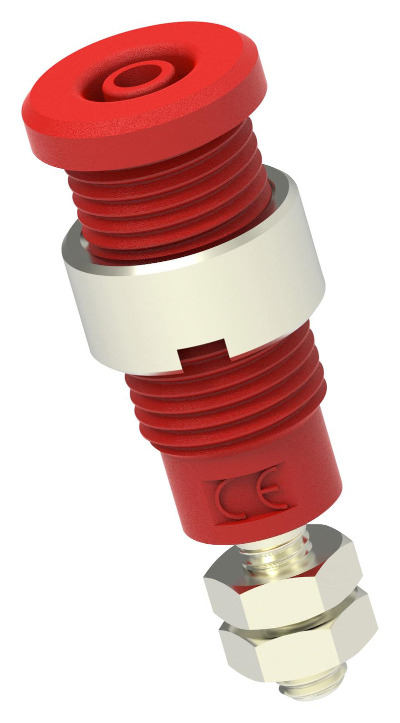 Tenma 72-13976 Banana Test Connector Jack Panel Mount 10 A 600 V Nickel Plated Contacts Red