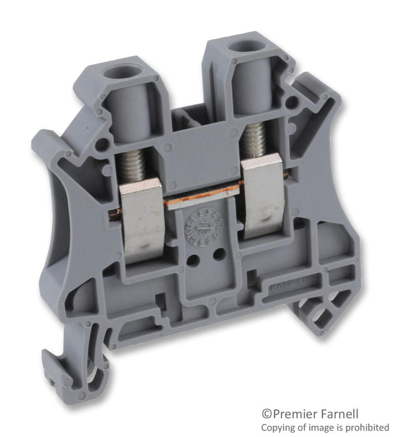 Phoenix Contact UT 6 DIN Rail Mount Terminal Block 2 Ways 24 AWG 8 mm&Acirc;&sup2; Screw 41 A