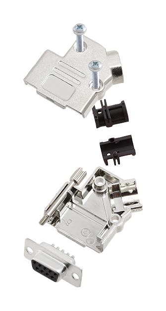 Amphenol ICC (COMMERCIAL PRODUCTS) L17D45PK-M-09+L77SDE09S D Sub Connector With Backshell DB9 9 Contacts Receptacle Solder DE D45PK-M Series