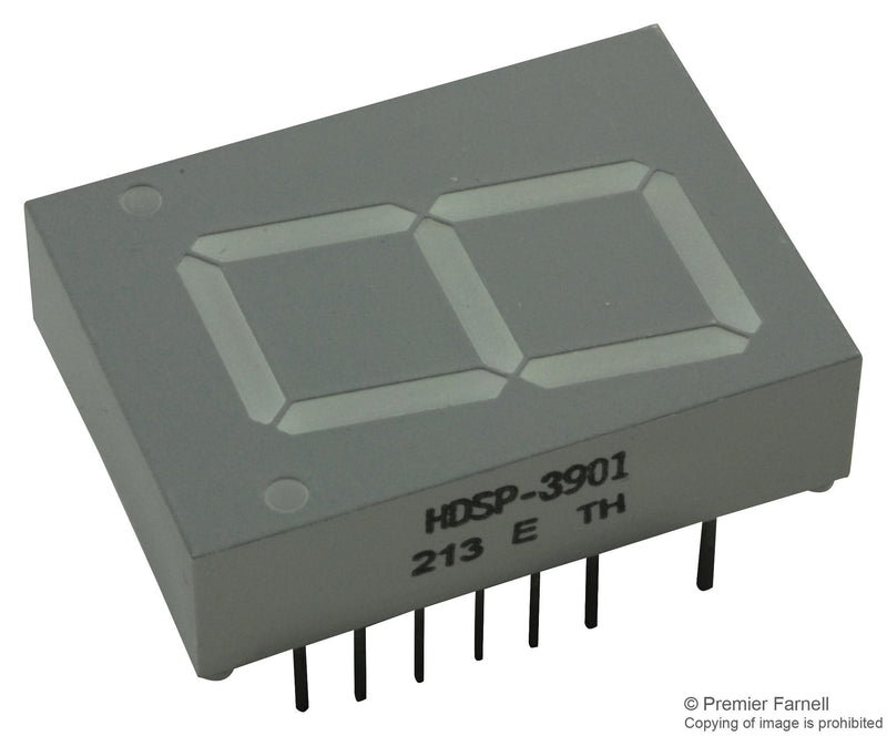 BROADCOM LIMITED HDSP-3901 7-Segment LED Display, Red, 100 mA, 2.6 V, 7 mcd, 1, 20.3 mm