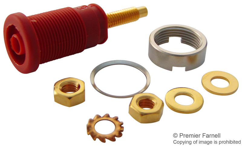 HIRSCHMANN TEST AND MEASUREMENT 972354101 BANANA SOCKET, 32A, 4MM, PANEL, RED