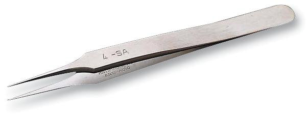 EREM 4SA Tweezer, Curved, 152 mm, Stainless Steel Body, Stainless Steel Tip