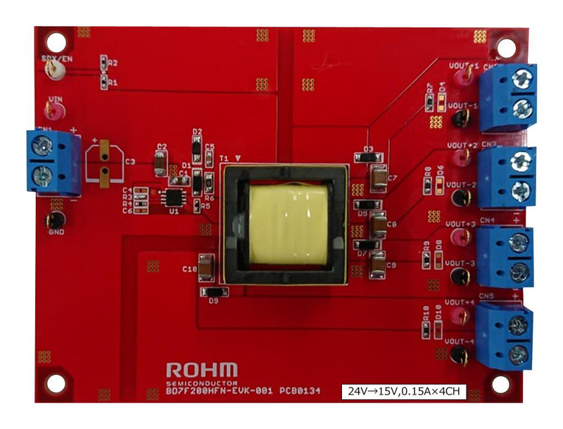 Rohm BD7F200HFN-EVK-001 Evaluation Board BD7F200HFN DC/DC Converter Isolated 24V In 15V Out 150mA 4 Channel