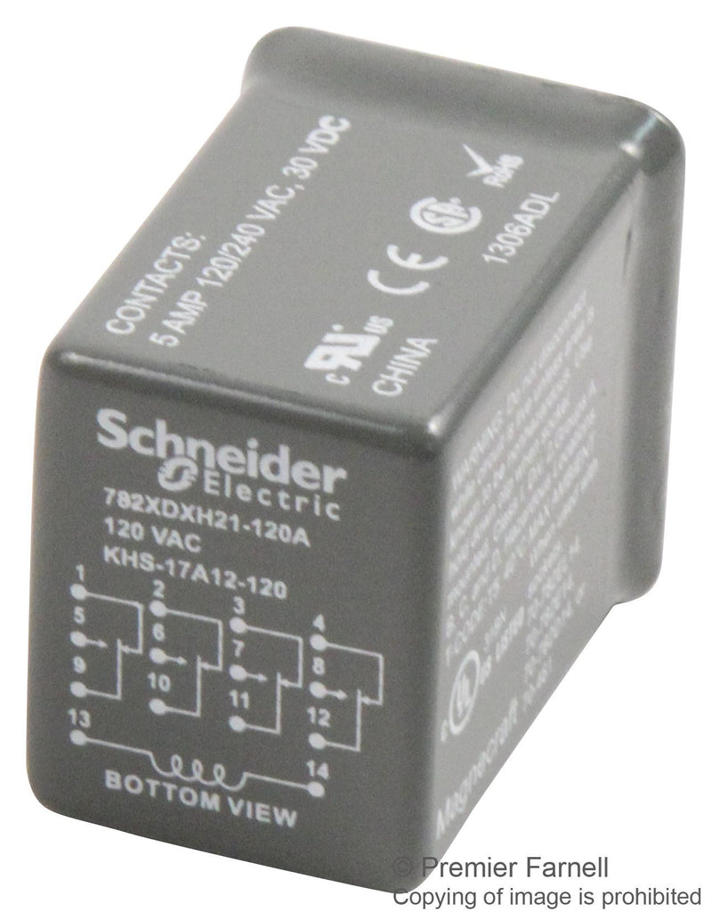 SCHNEIDER ELECTRIC/MAGNECRAFT 782XDXH21-120A RELAY, 4PDT, 240VAC, 30VDC, 5A