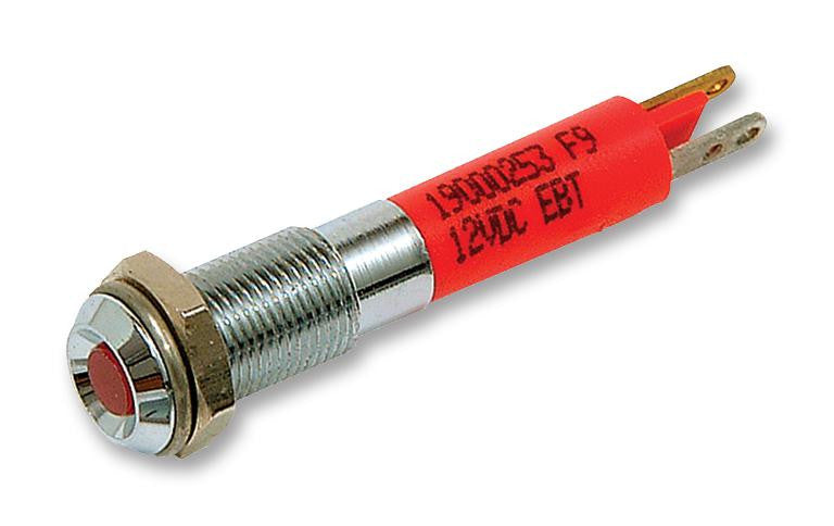 CML INNOVATIVE TECHNOLOGIES 19000253 LED Panel Mount Indicator, Satin Chrome Bezel, Red, 12 VDC, 6 mm, 20 mA, 10 mcd, IP40