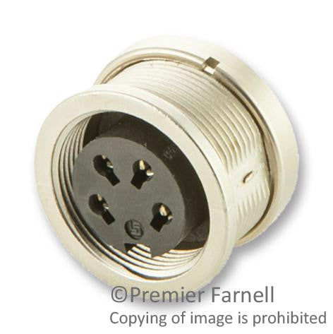 BINDER 09 0112 00 04 Circular Connector, 723 Series, Panel Mount Receptacle, 4 Contacts, Solder Socket, Brass Body