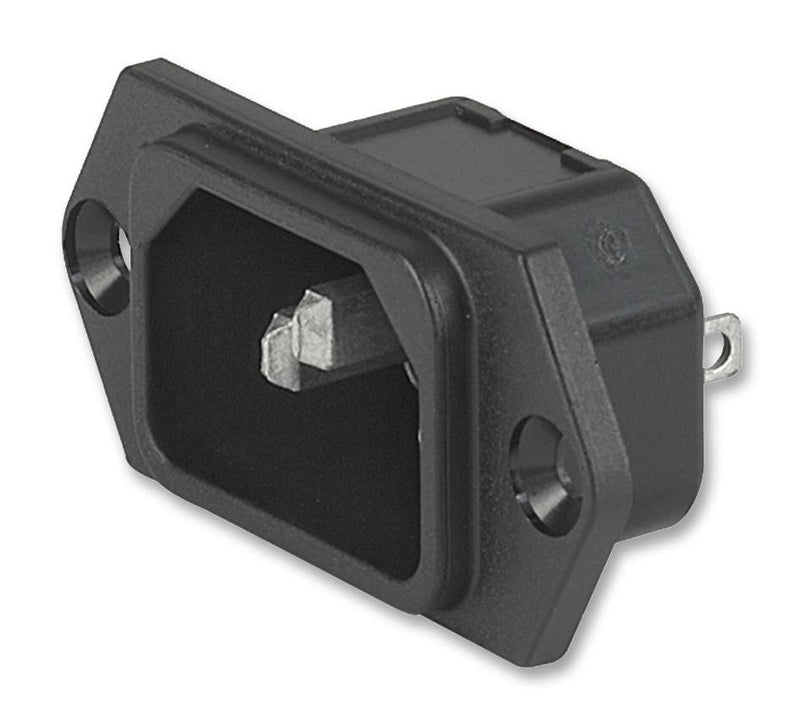 SCHURTER 6100.3100 Power Entry Connector, Plug, 250 VAC, 10 A, Panel Mount, Solder