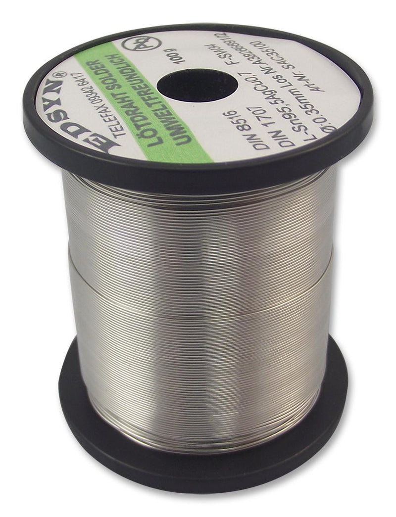 EDSYN SAC35100 Solder Wire, Lead Free, 0.35mm Diameter, 217&deg;C, 100g