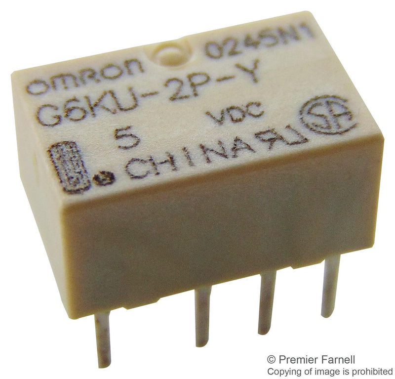 OMRON ELECTRONIC COMPONENTS G6KU-2PY 3DC Signal Relay, DPDT, 3 VDC, 1 A, G6K Series, Through Hole, Latching Single Coil