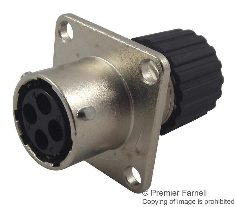 ITT CANNON TNM0S10-0004S1L Circular Connector, Trident Neptune Metal Series, Panel Mount Receptacle, 4 Contacts, Crimp Socket