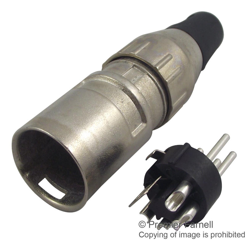 DELTRON COMPONENTS 701-0400 XLR Audio Connector, 4 Contacts, Plug, Cable Mount, Silver Plated Contacts, Metal Body, 7000 Series