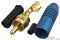 DELTRON COMPONENTS 346-0200 RCA (Phono) Audio / Video Connector, 2 Contacts, Plug, Gold Plated Contacts, Metal Body, Blue