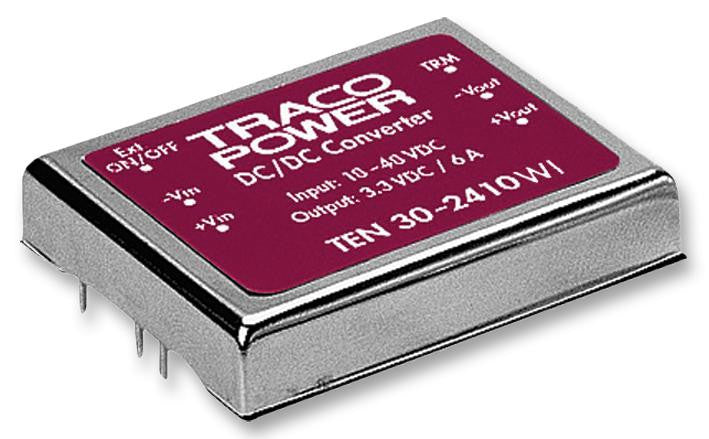 TRACOPOWER TEN 30-2412WI Isolated Board Mount DC/DC Converter, Metal Case, 1 Output, 30 W, 12 V, 2.5 A