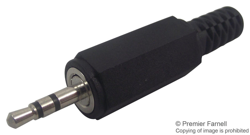 LUMBERG KLS 13 Phone Audio Connector, 3 Contacts, Plug, 2.5 mm, Cable Mount, Nickel Plated Contacts, Plastic Body