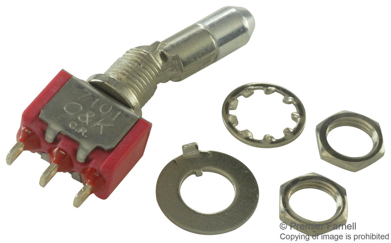 C & K COMPONENTS 7101K2ZQE Toggle Switch, SPDT, Non Illuminated, On-On, 7000 Series, Panel, 5 A